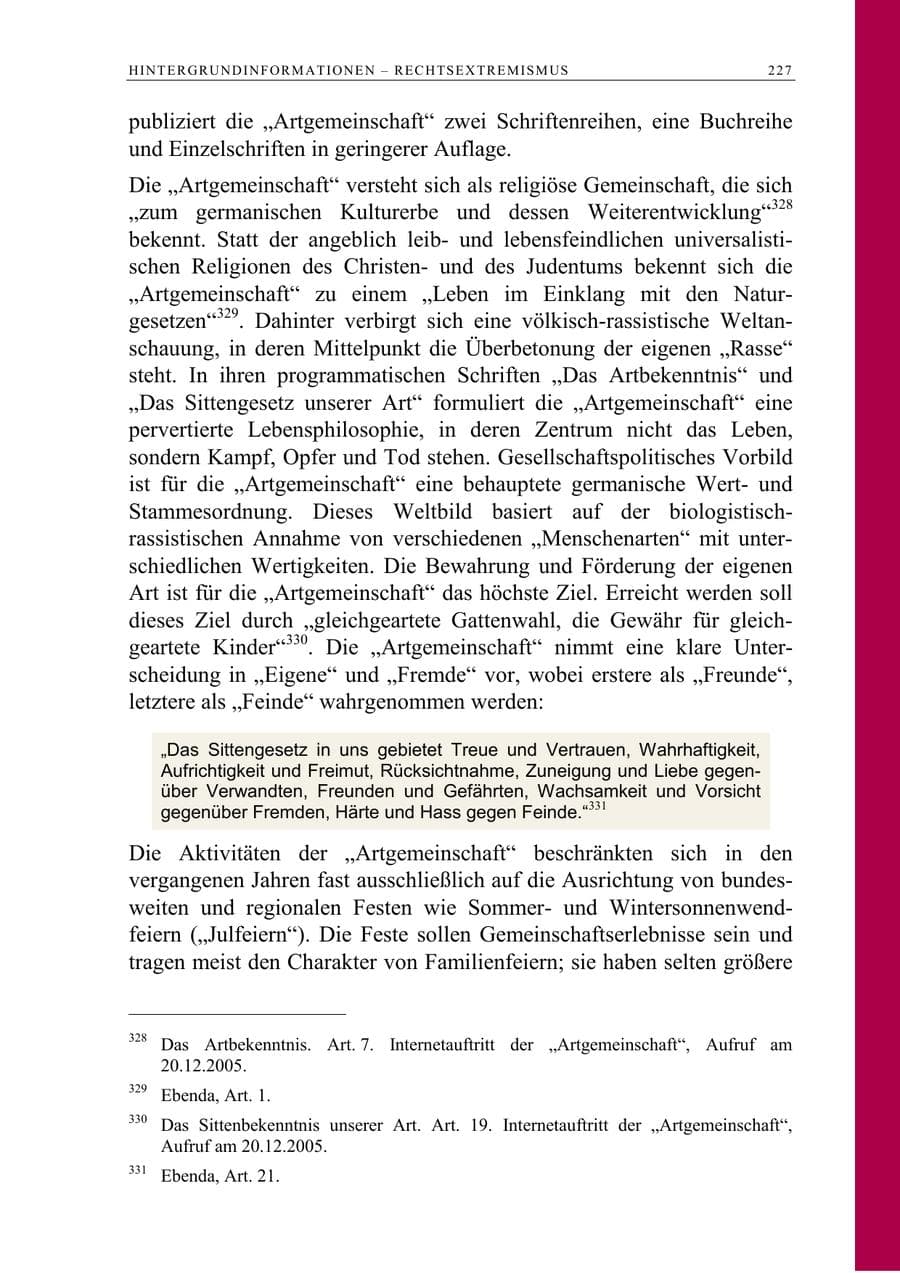 Seite 228 des Verfassungsschutzbericht 2005 Berlin