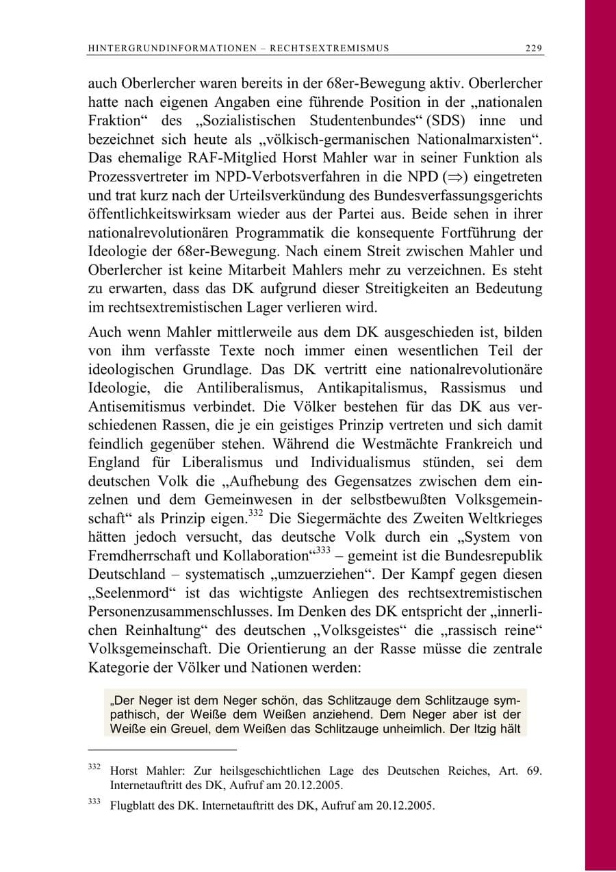 Seite 230 des Verfassungsschutzbericht 2005 Berlin