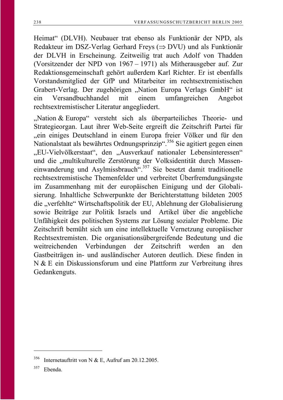 Seite 239 des Verfassungsschutzbericht 2005 Berlin