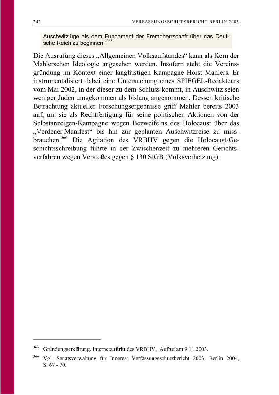 Seite 243 des Verfassungsschutzbericht 2005 Berlin