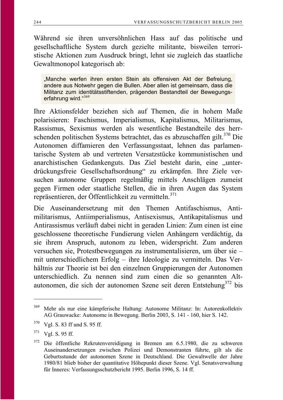 Seite 245 des Verfassungsschutzbericht 2005 Berlin