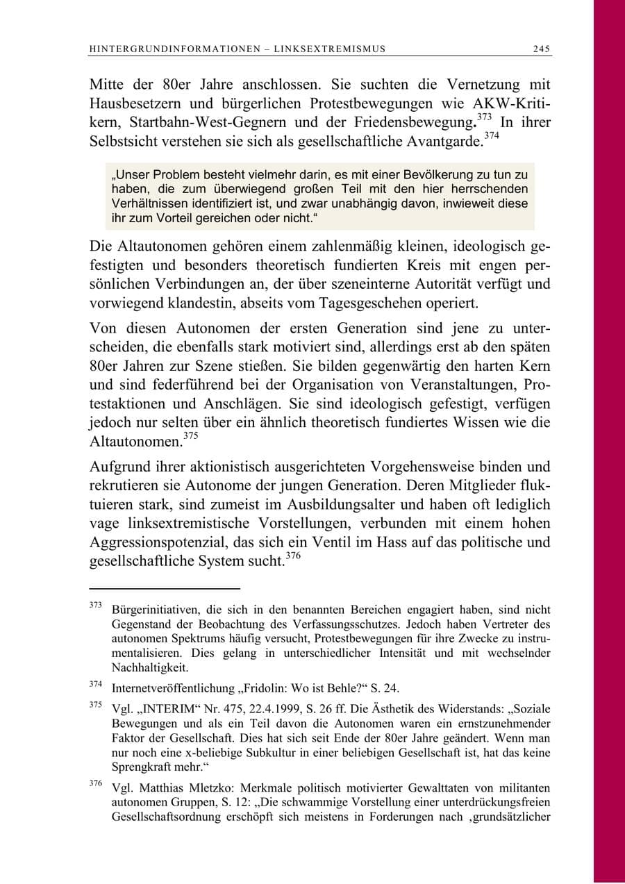 Seite 246 des Verfassungsschutzbericht 2005 Berlin