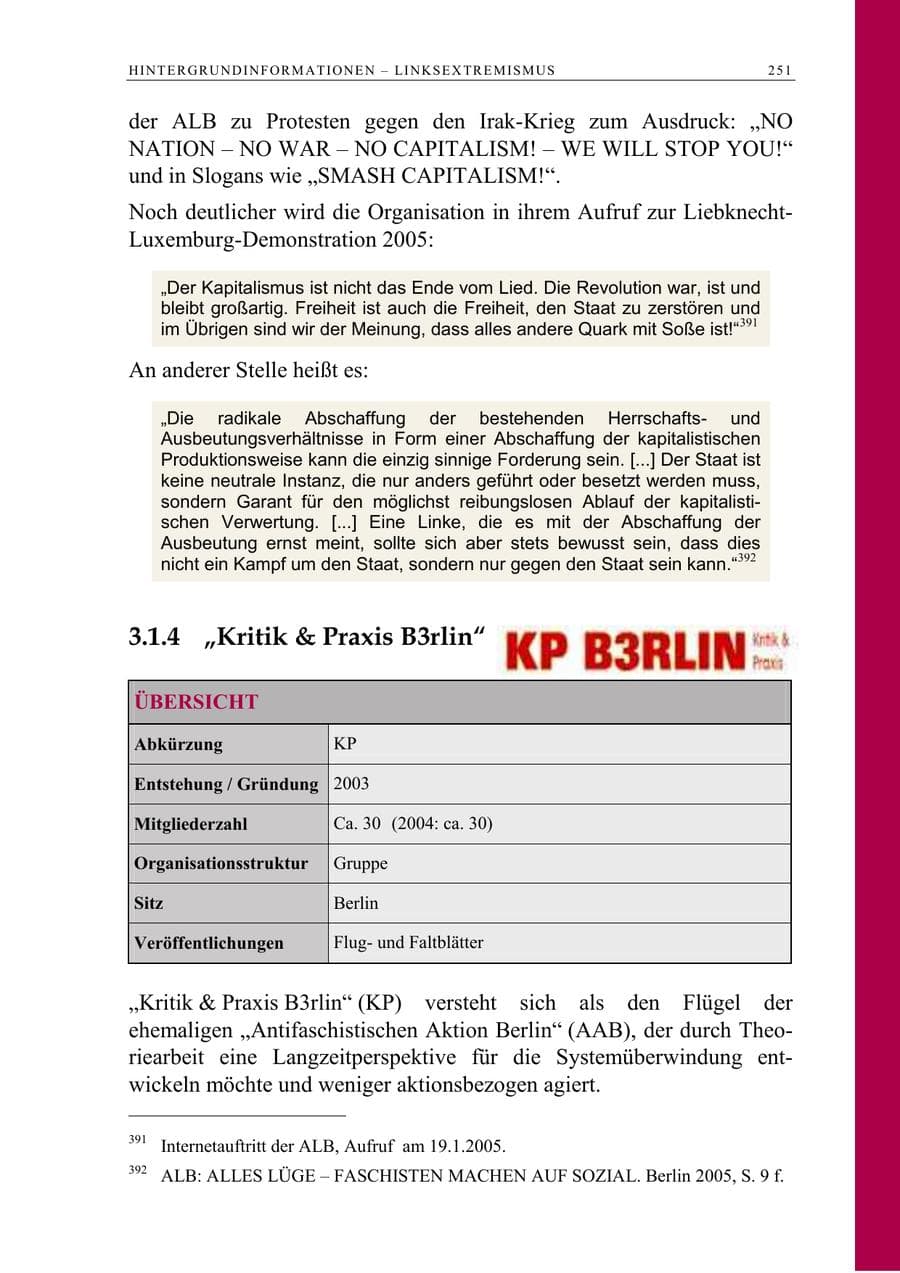 Seite 252 des Verfassungsschutzbericht 2005 Berlin