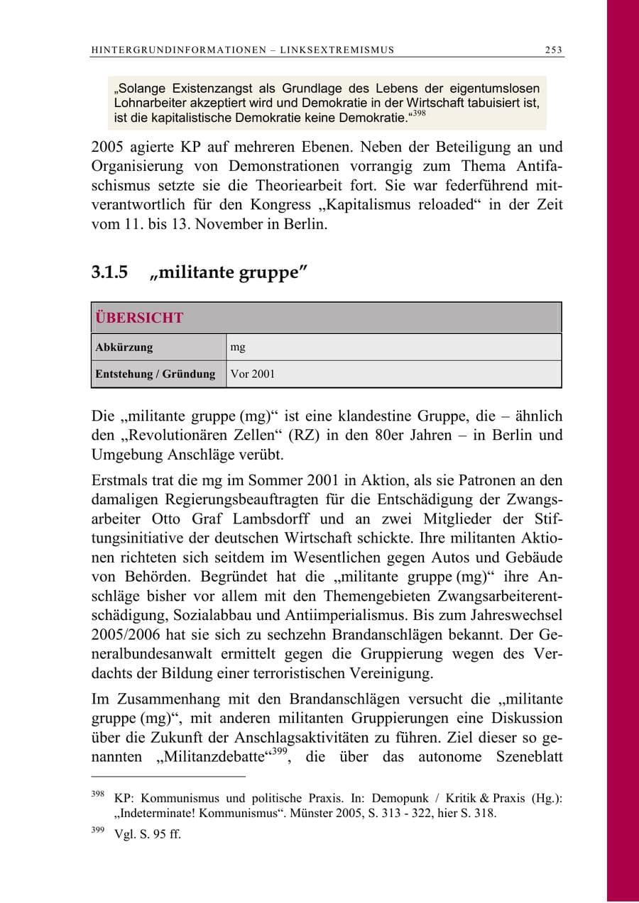 Seite 254 des Verfassungsschutzbericht 2005 Berlin