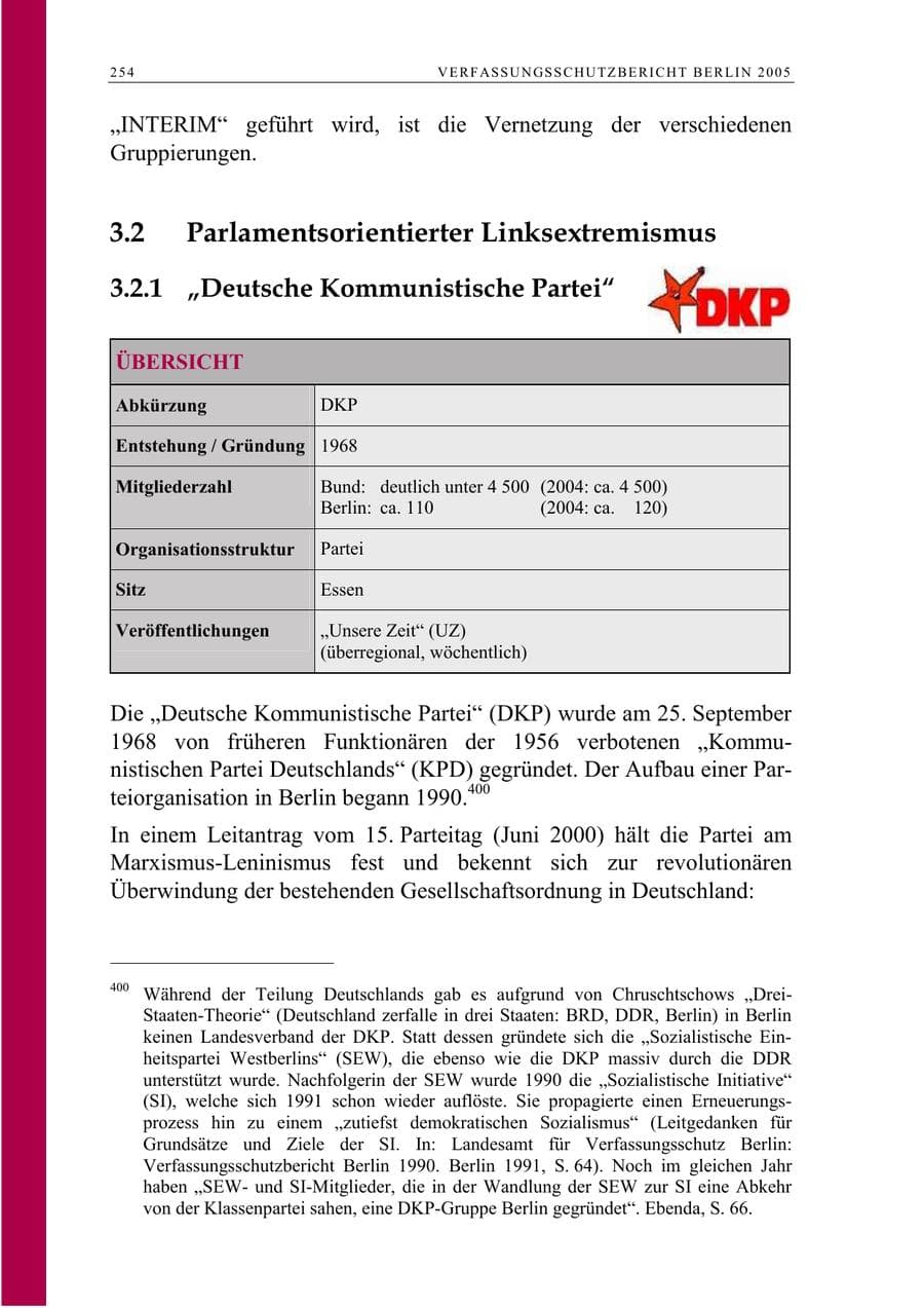 Seite 255 des Verfassungsschutzbericht 2005 Berlin