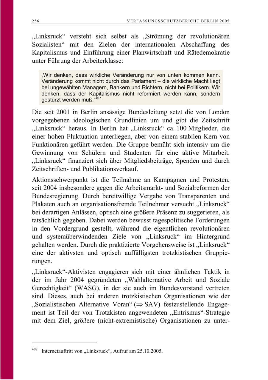 Seite 257 des Verfassungsschutzbericht 2005 Berlin