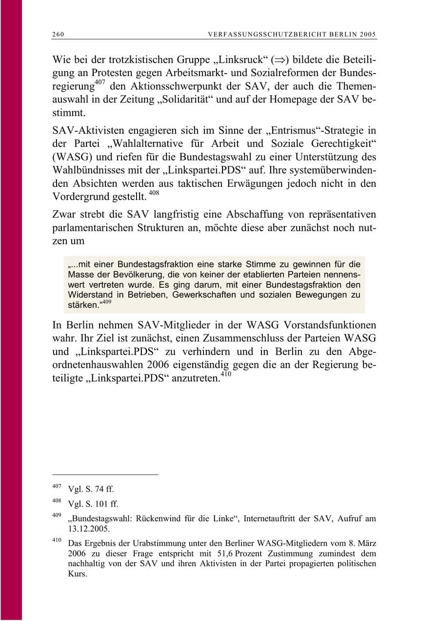 Seite 261 des Verfassungsschutzbericht 2005 Berlin