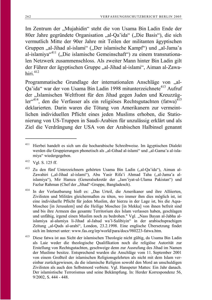 Seite 263 des Verfassungsschutzbericht 2005 Berlin