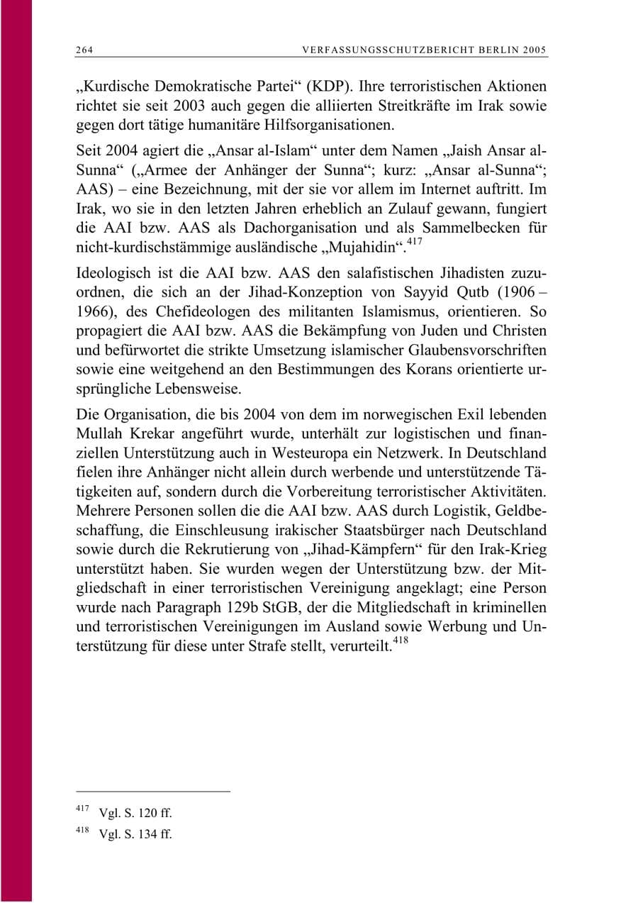 Seite 265 des Verfassungsschutzbericht 2005 Berlin