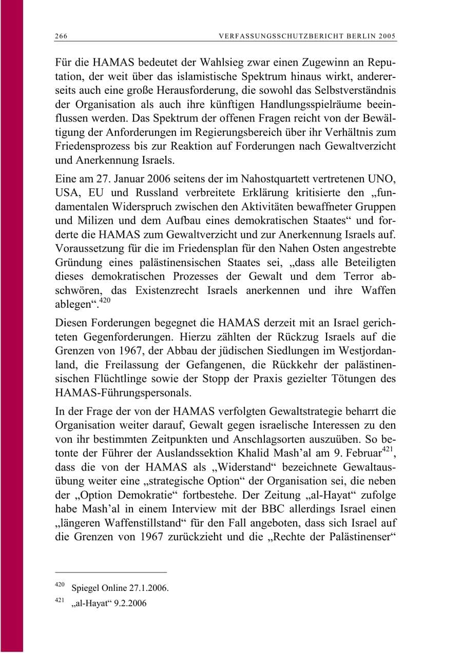 Seite 267 des Verfassungsschutzbericht 2005 Berlin