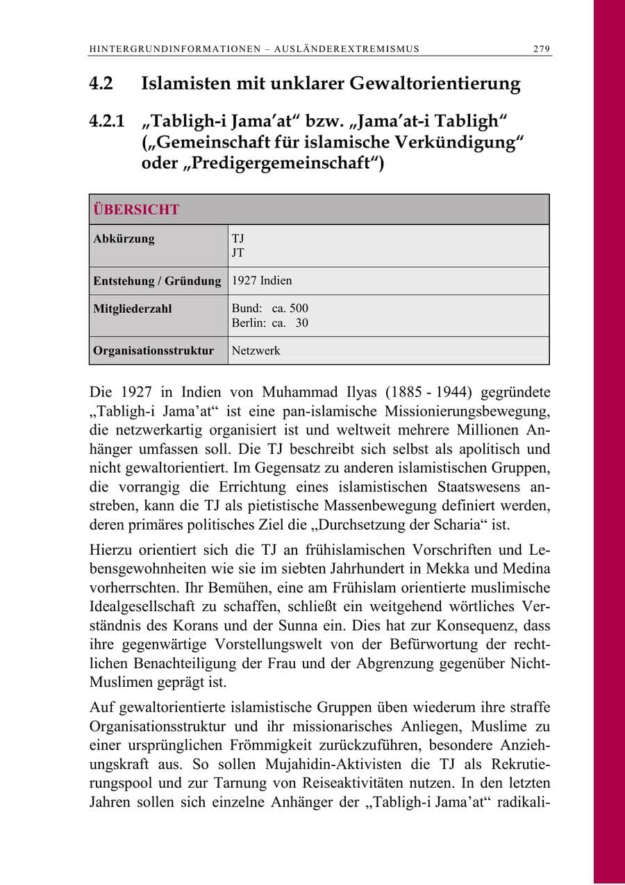 Seite 280 des Verfassungsschutzbericht 2005 Berlin