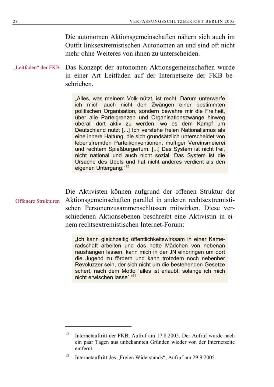 Seite 29 des Verfassungsschutzbericht 2005 Berlin