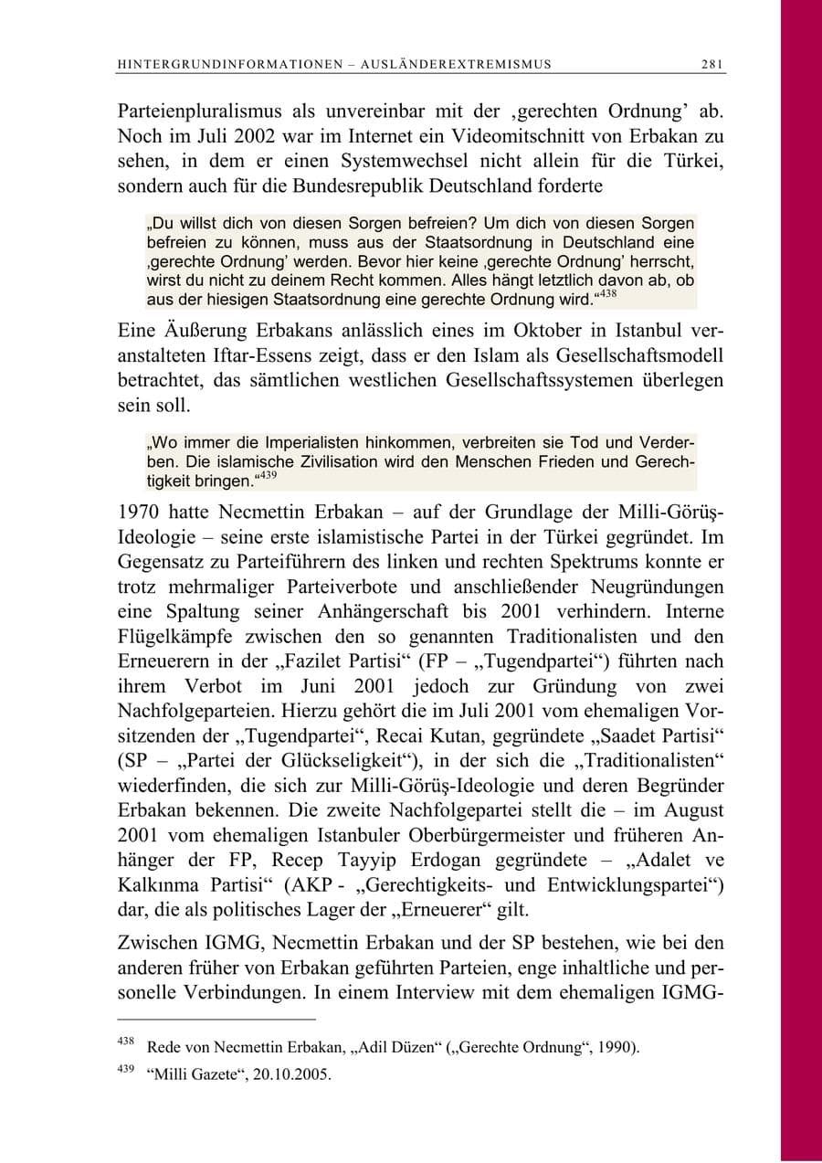 Seite 282 des Verfassungsschutzbericht 2005 Berlin
