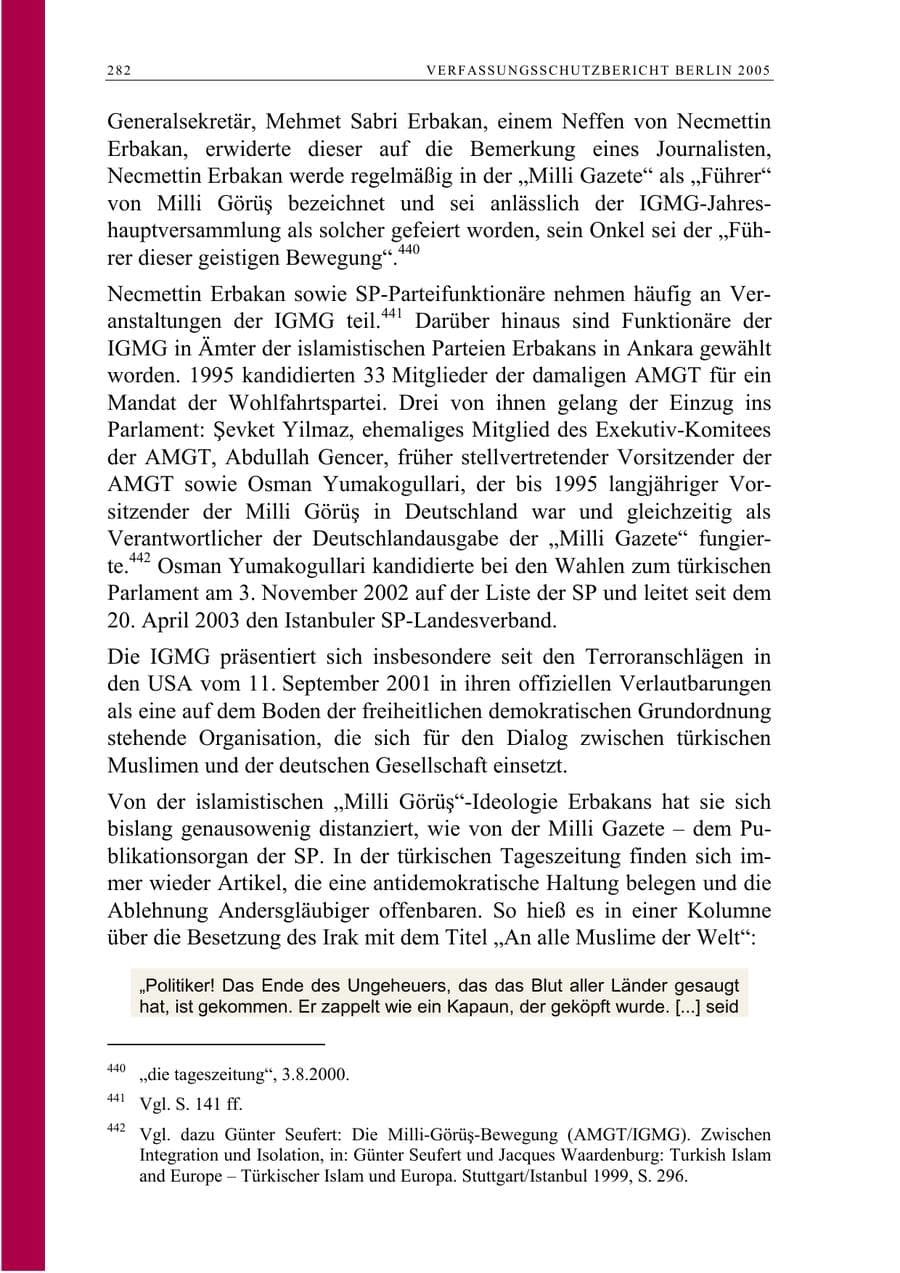 Seite 283 des Verfassungsschutzbericht 2005 Berlin