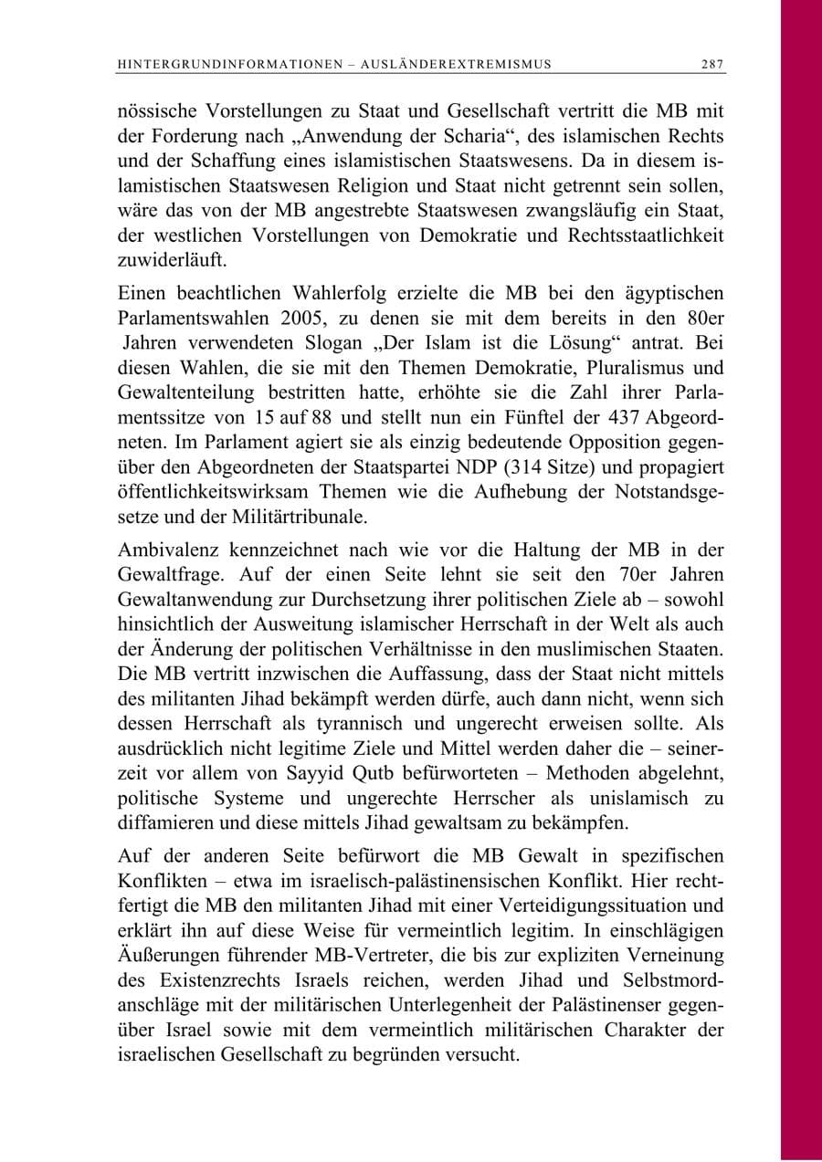 Seite 288 des Verfassungsschutzbericht 2005 Berlin