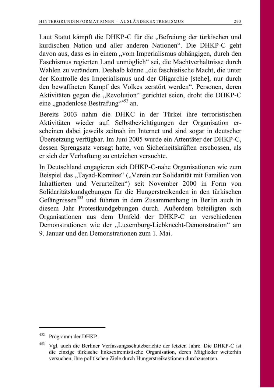 Seite 294 des Verfassungsschutzbericht 2005 Berlin