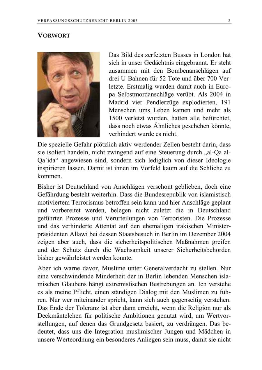 Seite 4 des Verfassungsschutzbericht 2005 Berlin