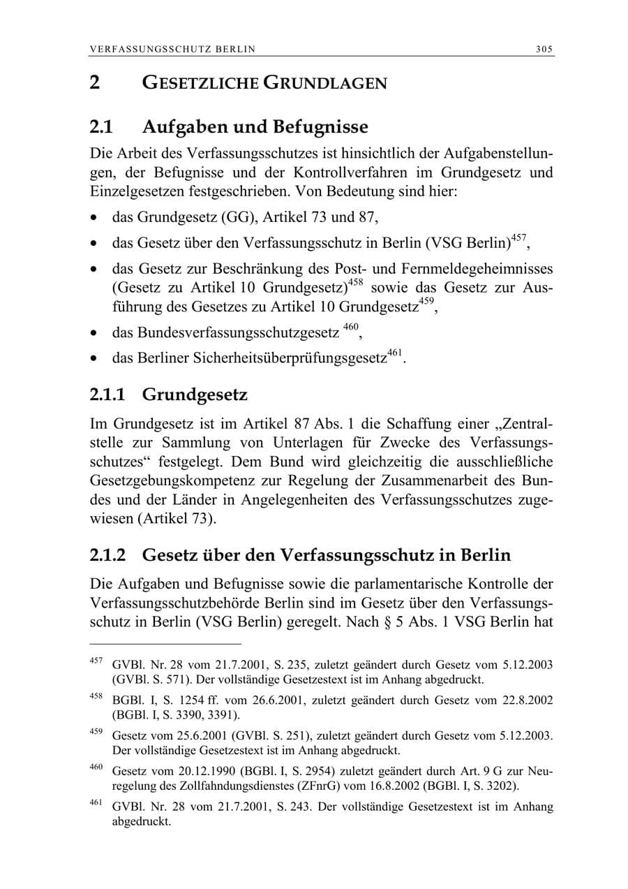 Seite 306 des Verfassungsschutzbericht 2005 Berlin