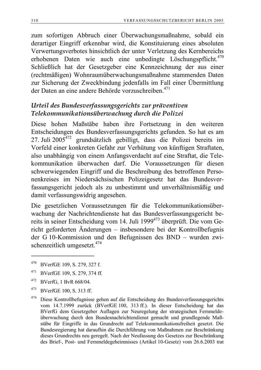 Seite 311 des Verfassungsschutzbericht 2005 Berlin