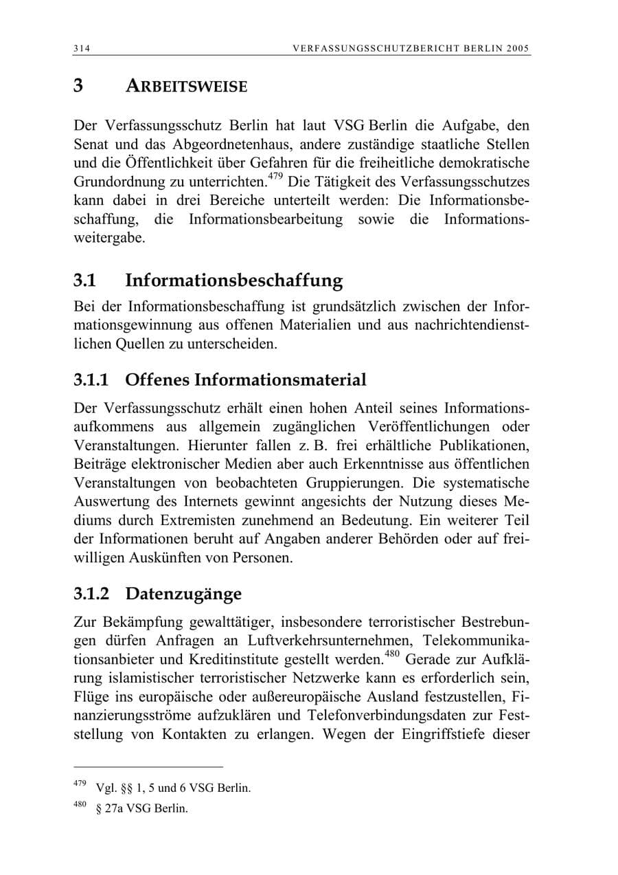 Seite 315 des Verfassungsschutzbericht 2005 Berlin