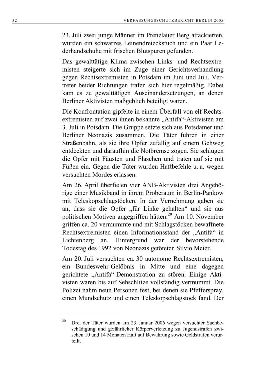 Seite 33 des Verfassungsschutzbericht 2005 Berlin