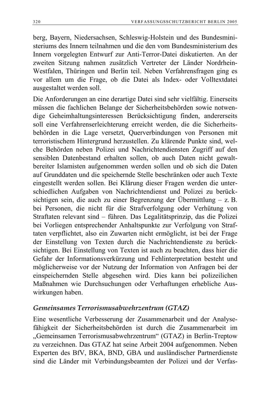 Seite 321 des Verfassungsschutzbericht 2005 Berlin