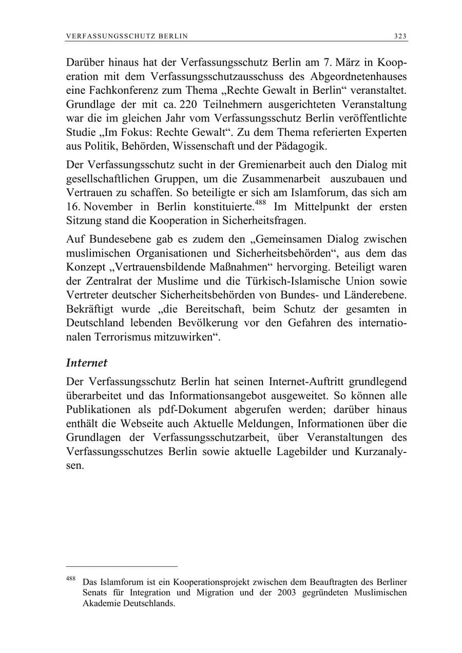 Seite 324 des Verfassungsschutzbericht 2005 Berlin