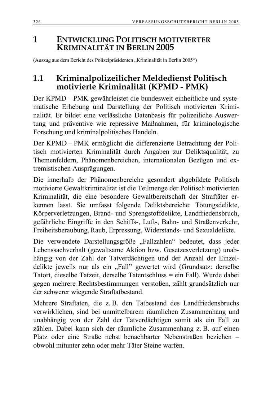 Seite 327 des Verfassungsschutzbericht 2005 Berlin