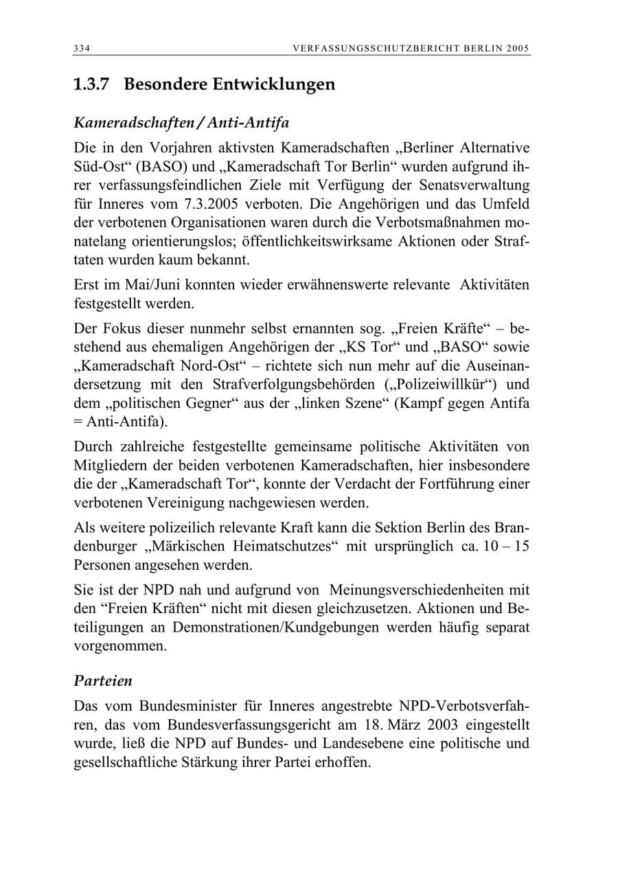 Seite 335 des Verfassungsschutzbericht 2005 Berlin