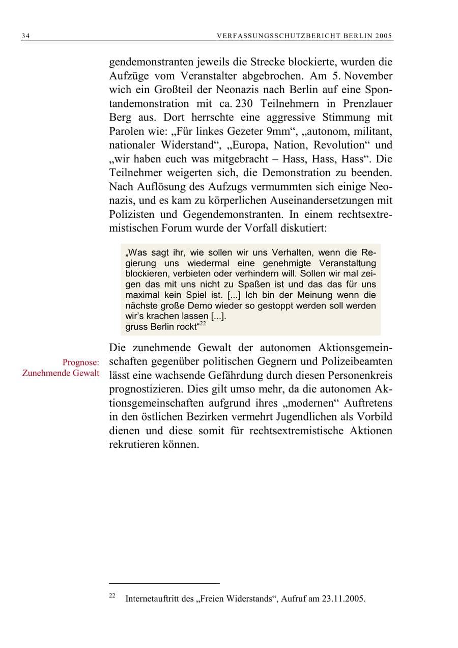 Seite 35 des Verfassungsschutzbericht 2005 Berlin