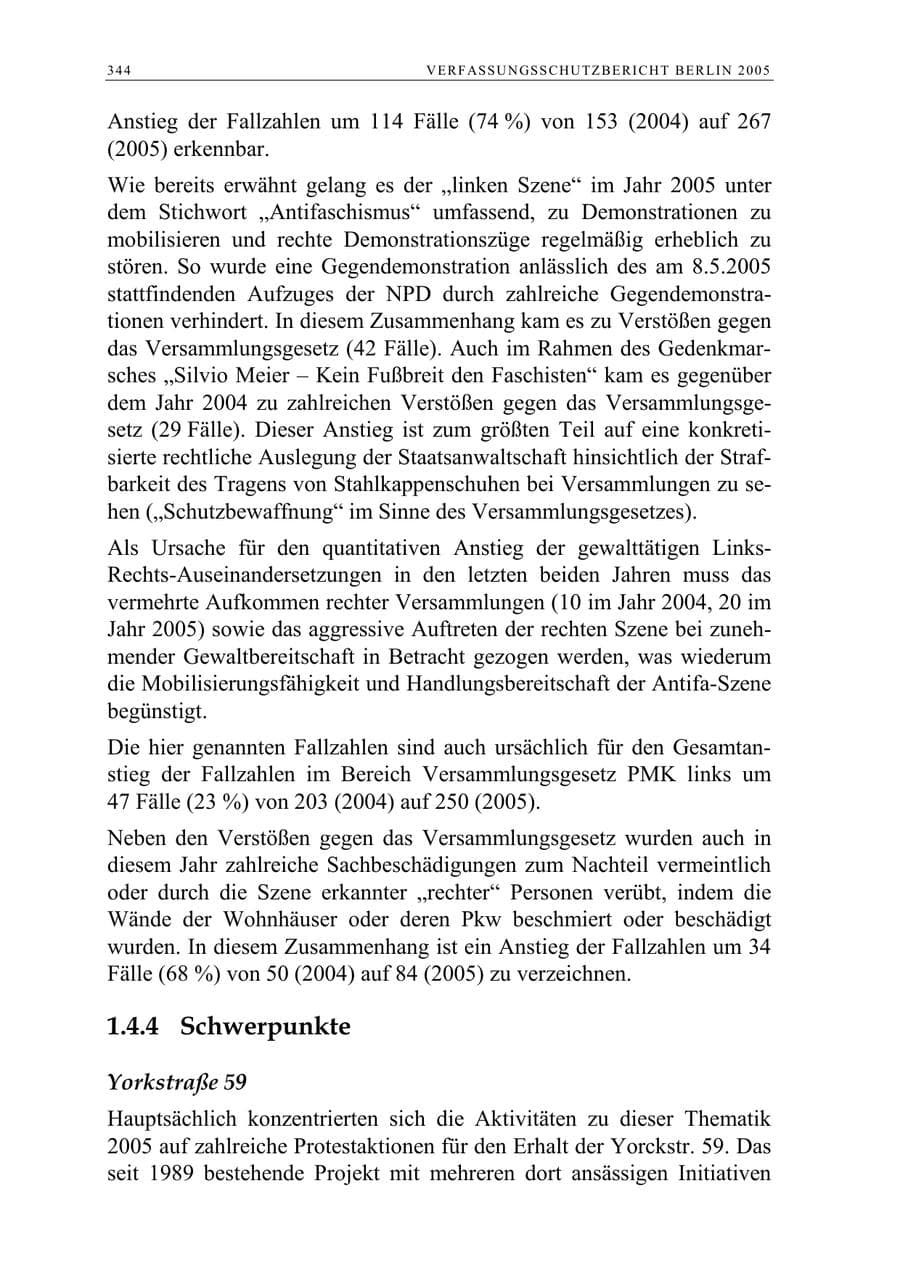 Seite 345 des Verfassungsschutzbericht 2005 Berlin