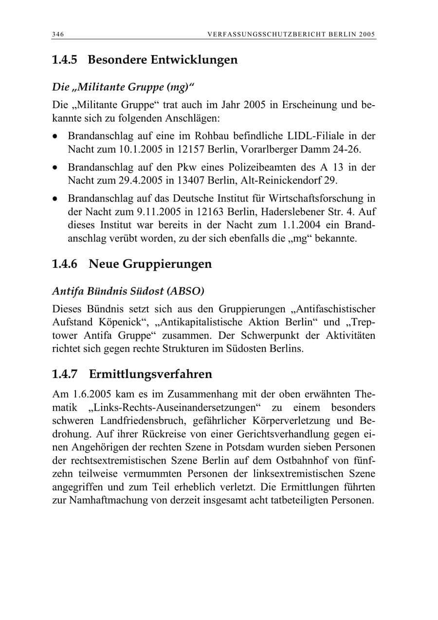 Seite 347 des Verfassungsschutzbericht 2005 Berlin