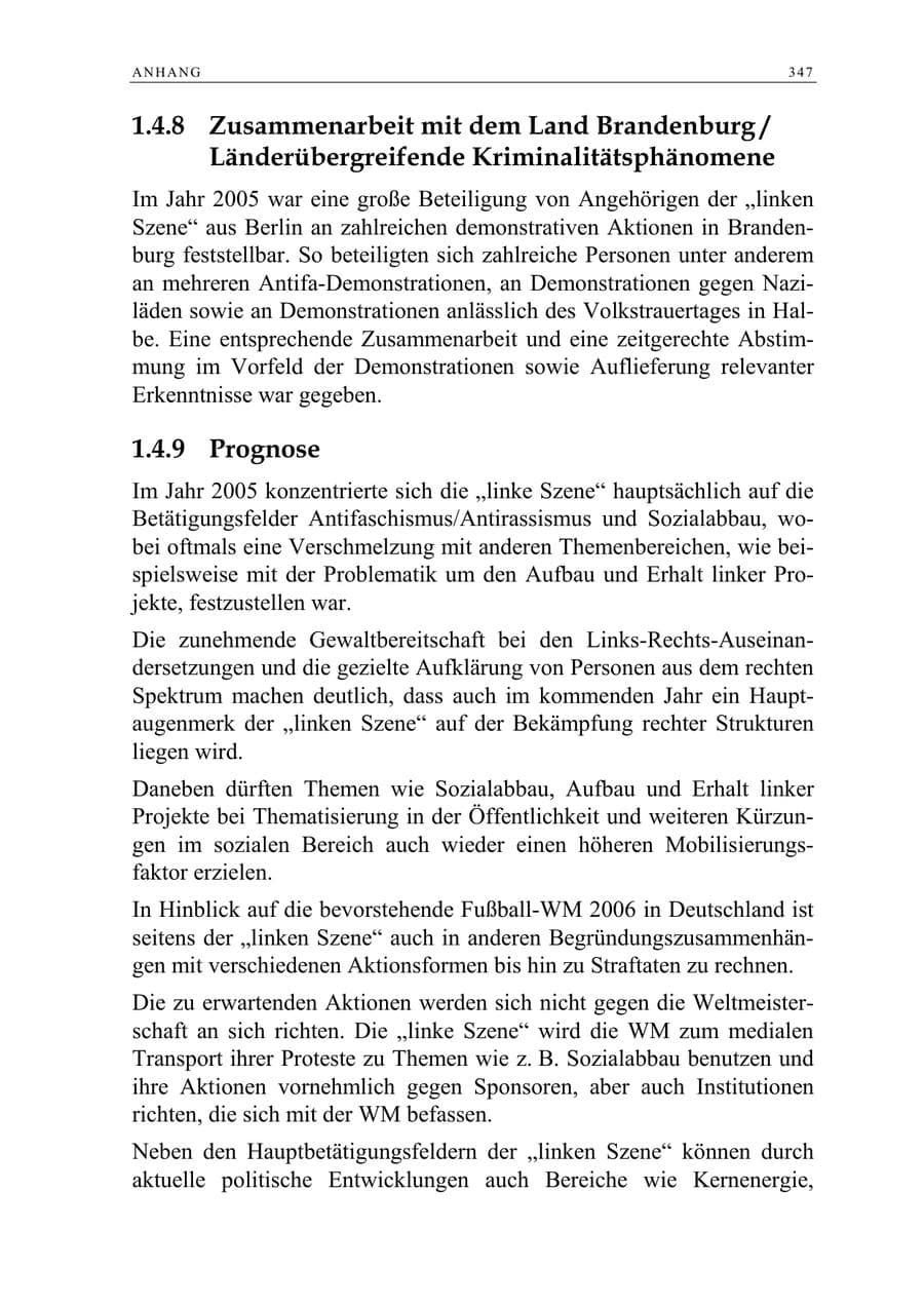 Seite 348 des Verfassungsschutzbericht 2005 Berlin