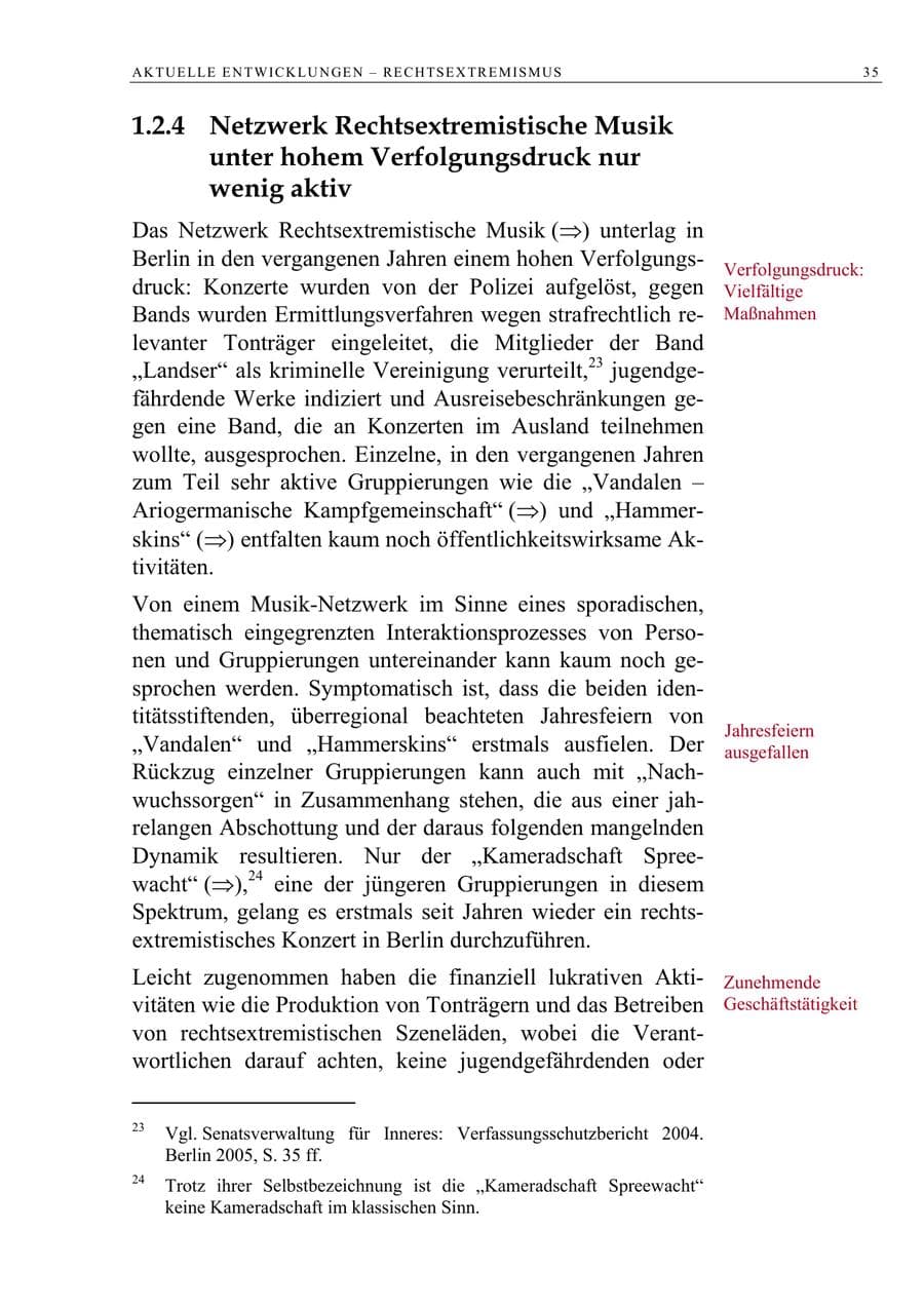 Seite 36 des Verfassungsschutzbericht 2005 Berlin