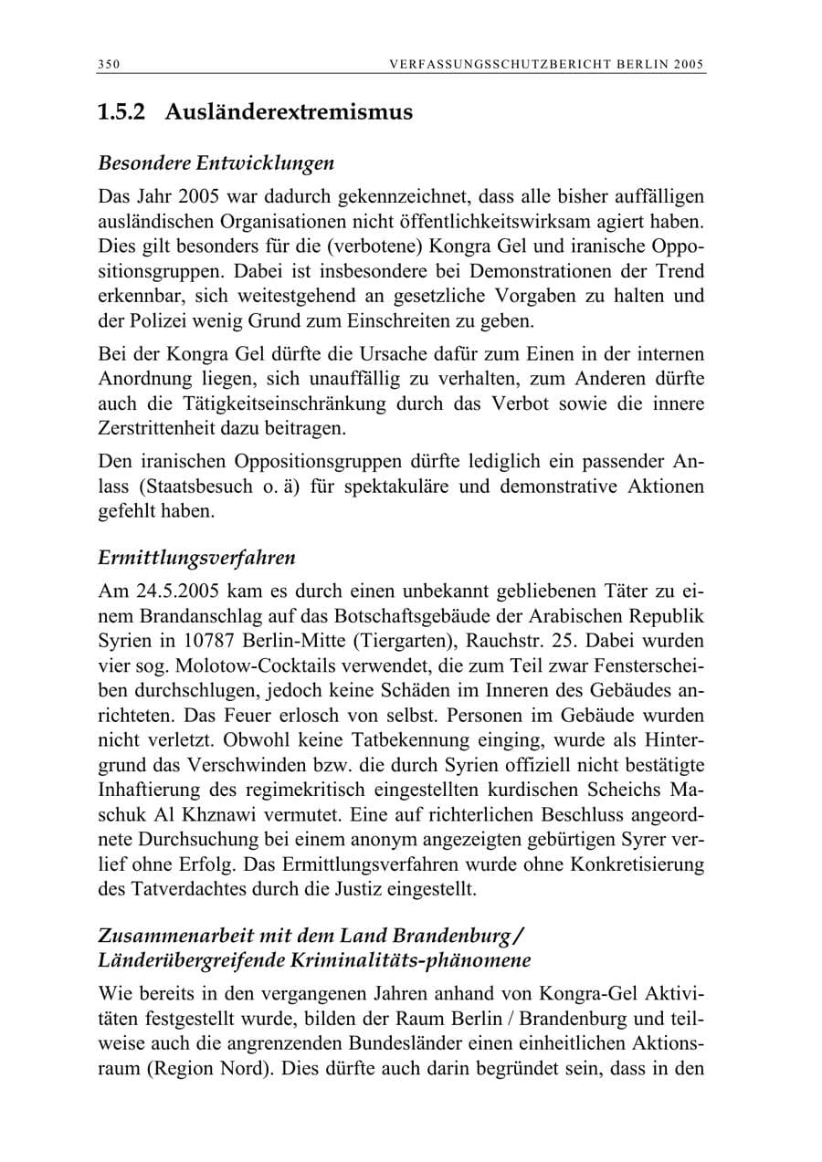 Seite 351 des Verfassungsschutzbericht 2005 Berlin