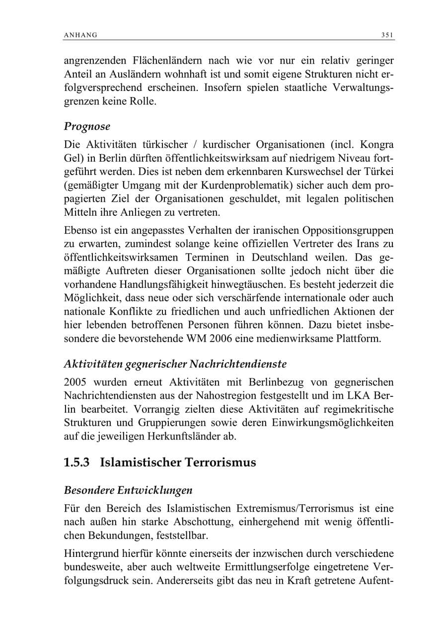 Seite 352 des Verfassungsschutzbericht 2005 Berlin