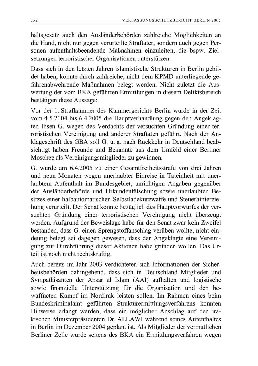 Seite 353 des Verfassungsschutzbericht 2005 Berlin