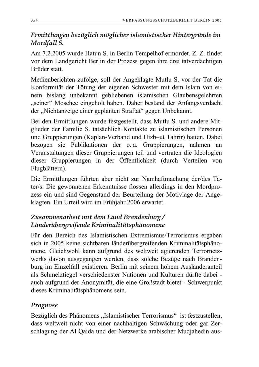 Seite 355 des Verfassungsschutzbericht 2005 Berlin