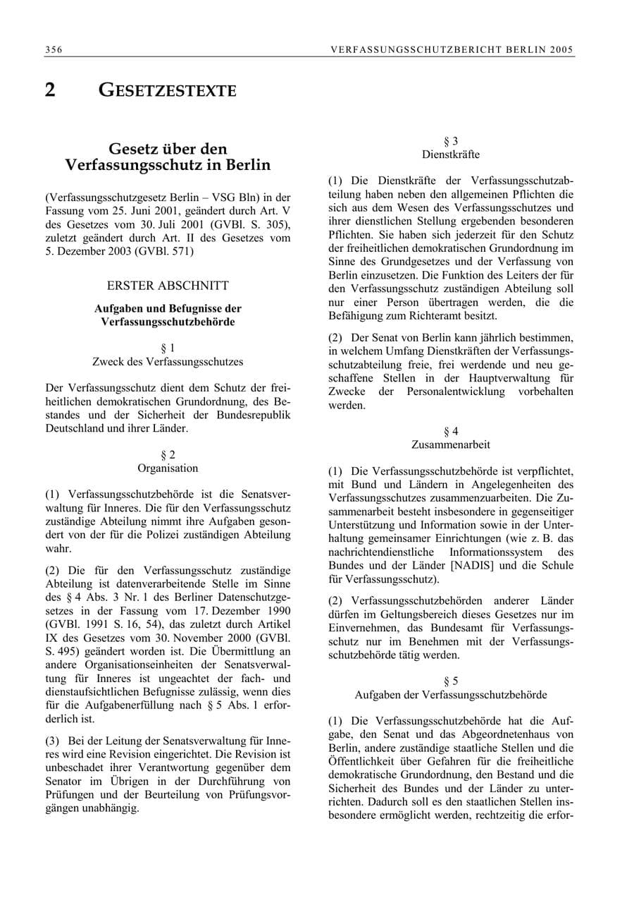 Seite 357 des Verfassungsschutzbericht 2005 Berlin