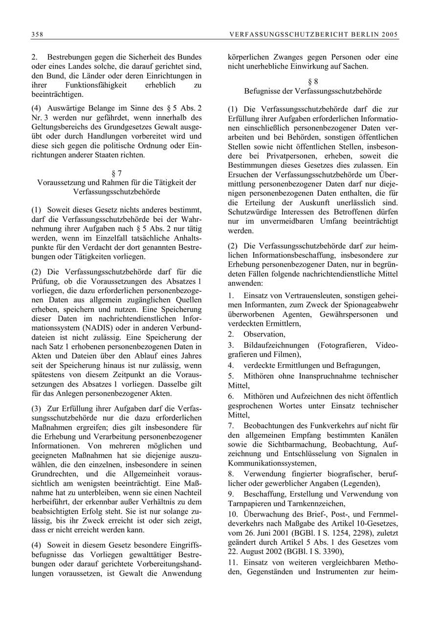 Seite 359 des Verfassungsschutzbericht 2005 Berlin