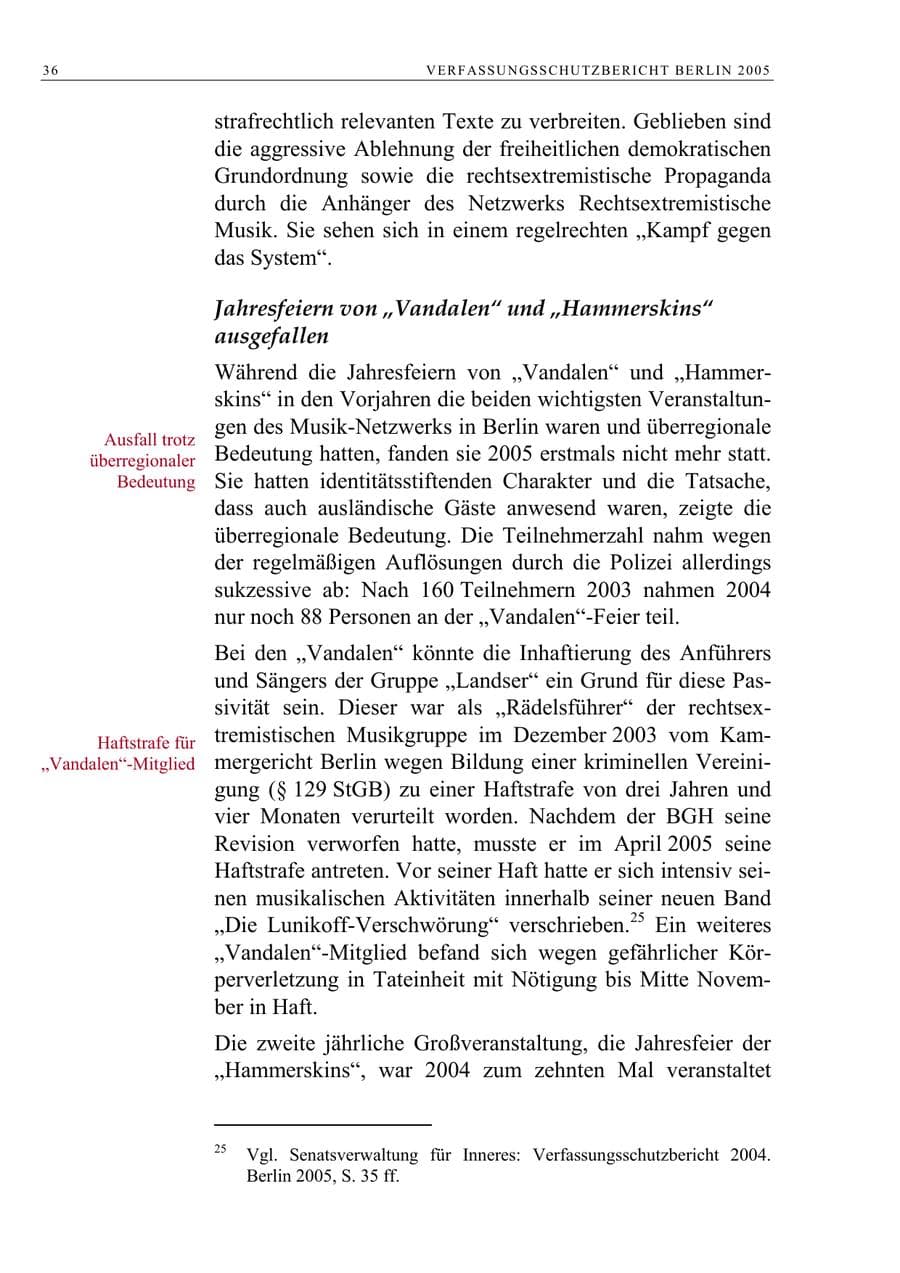 Seite 37 des Verfassungsschutzbericht 2005 Berlin