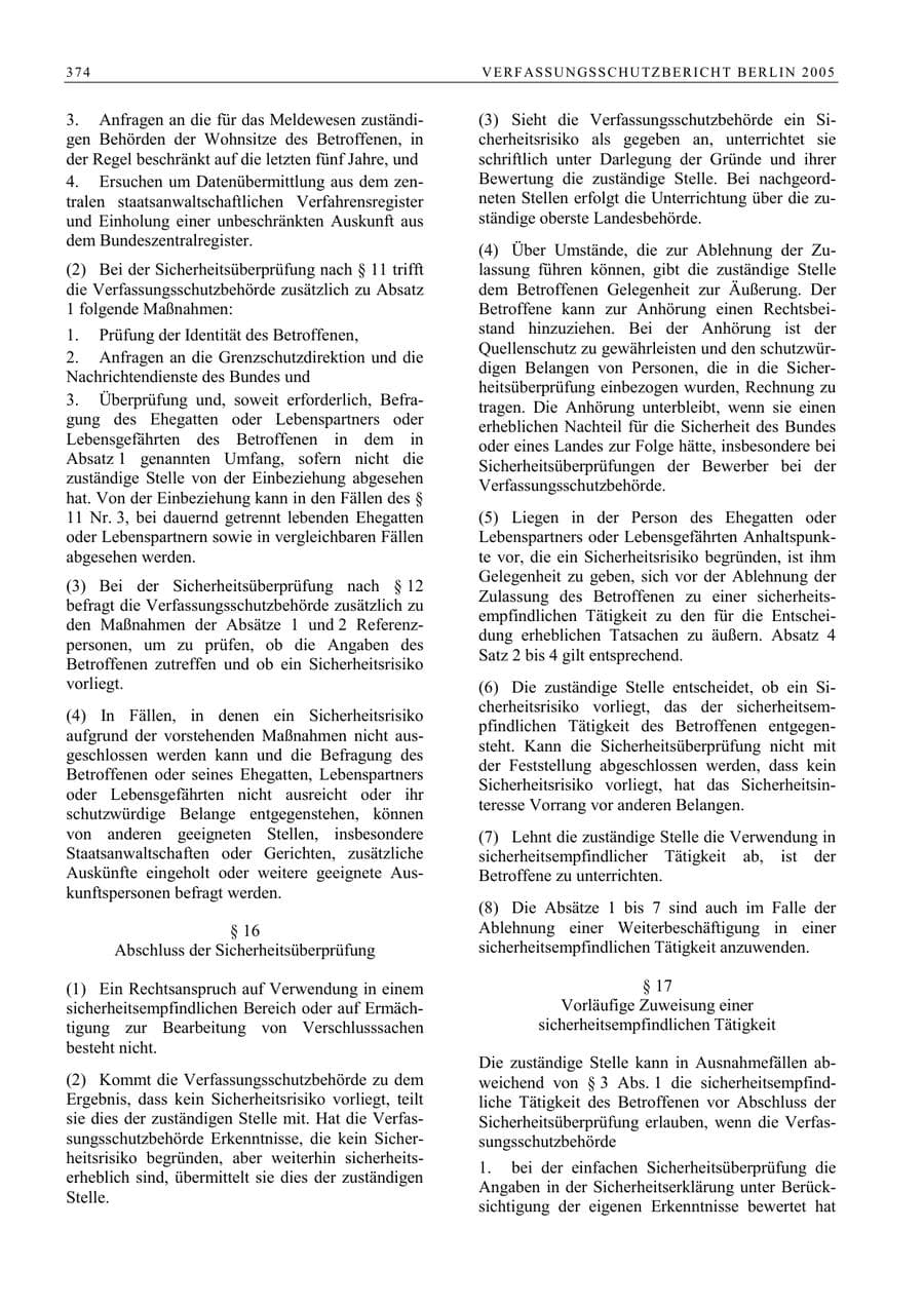 Seite 375 des Verfassungsschutzbericht 2005 Berlin