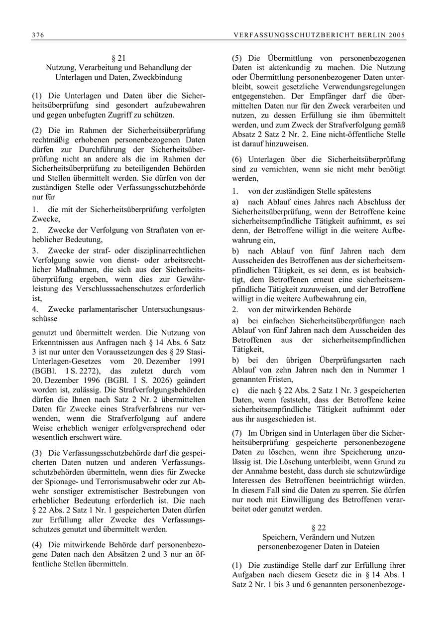 Seite 377 des Verfassungsschutzbericht 2005 Berlin