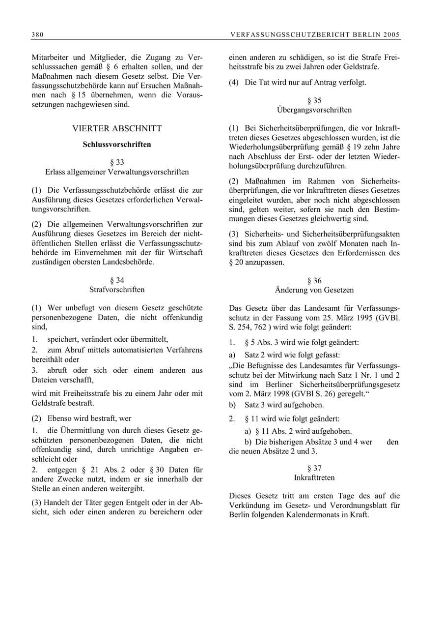 Seite 381 des Verfassungsschutzbericht 2005 Berlin