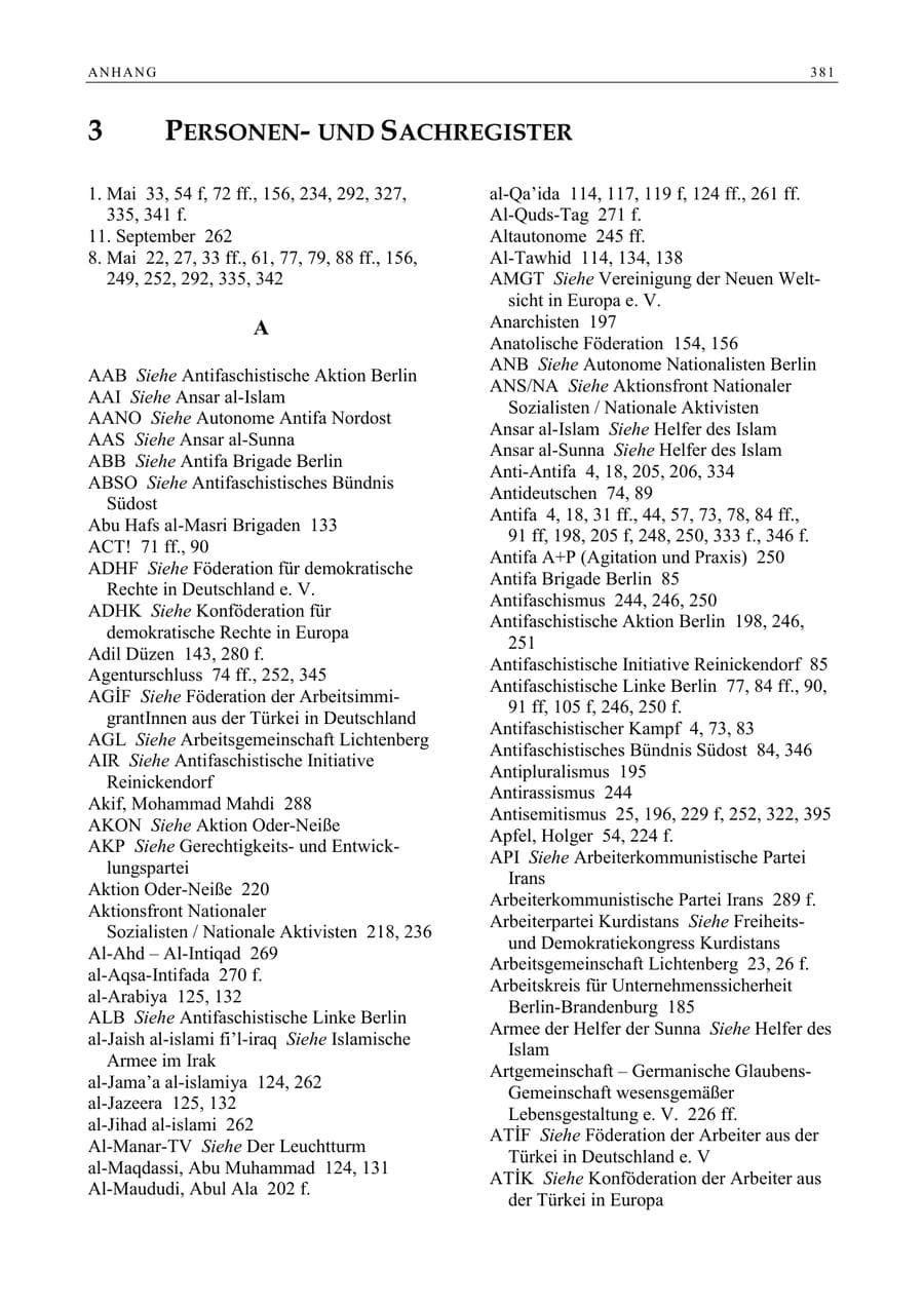 Seite 382 des Verfassungsschutzbericht 2005 Berlin