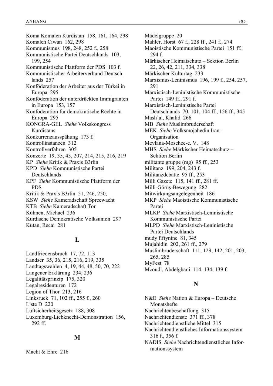 Seite 386 des Verfassungsschutzbericht 2005 Berlin