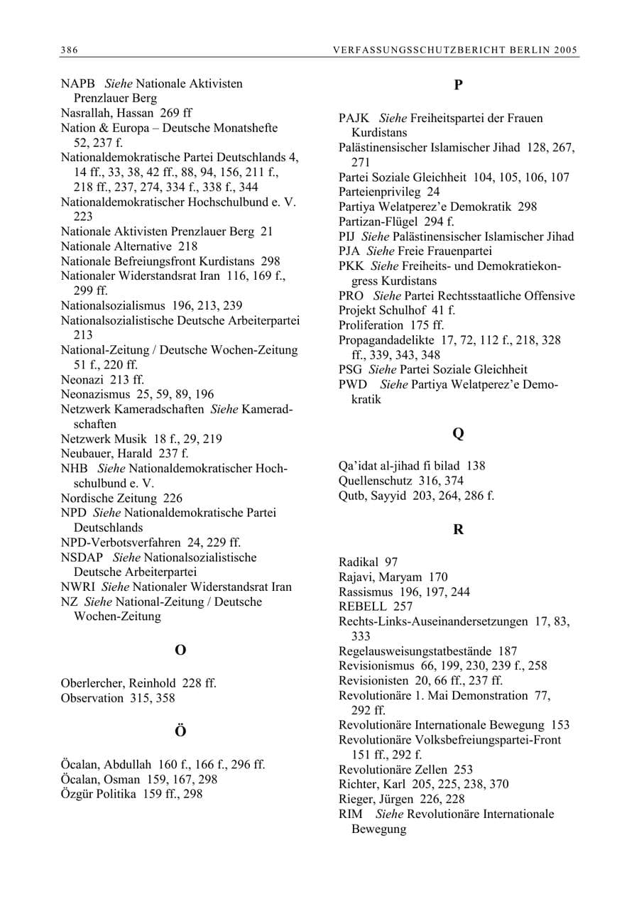 Seite 387 des Verfassungsschutzbericht 2005 Berlin