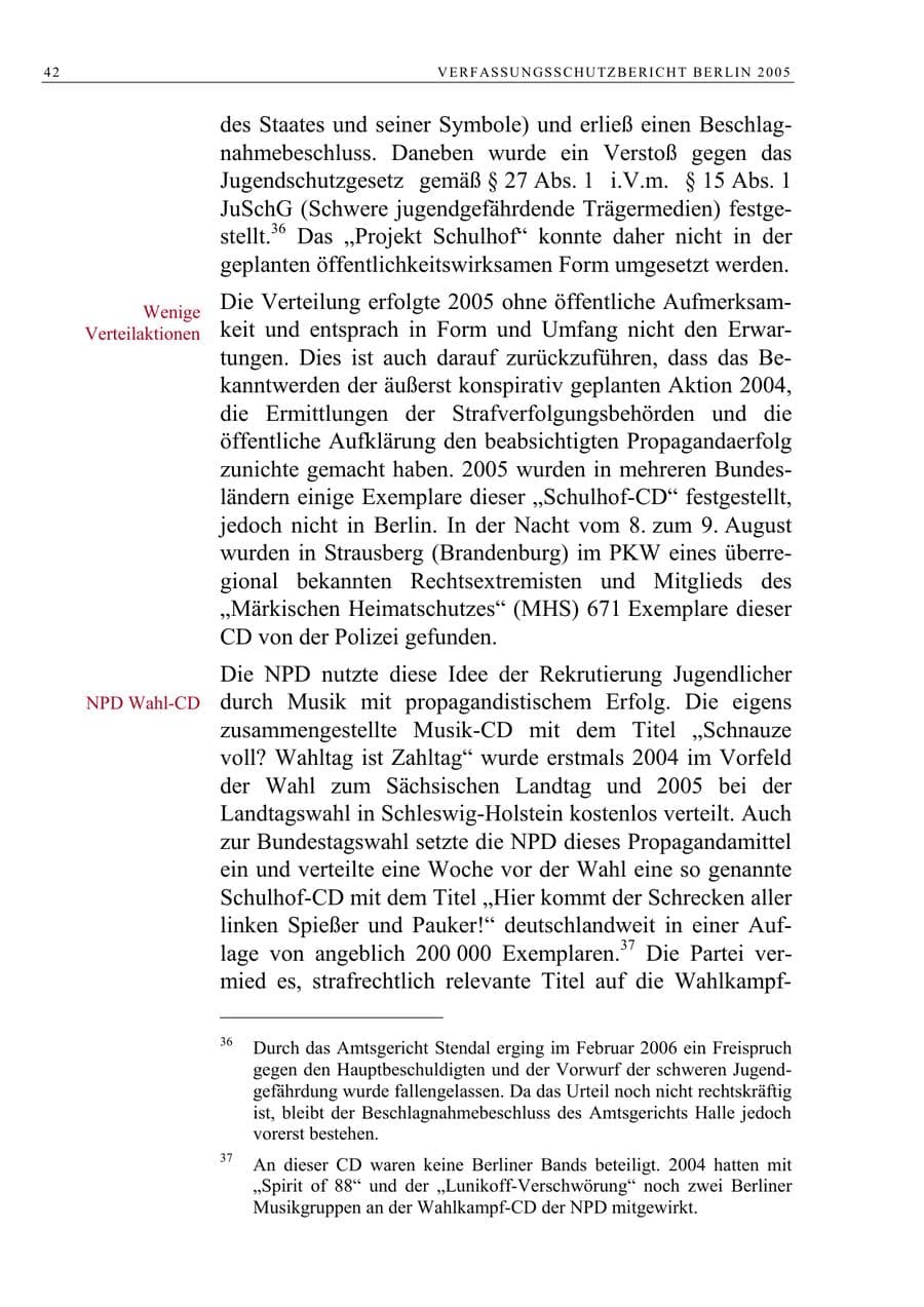 Seite 43 des Verfassungsschutzbericht 2005 Berlin