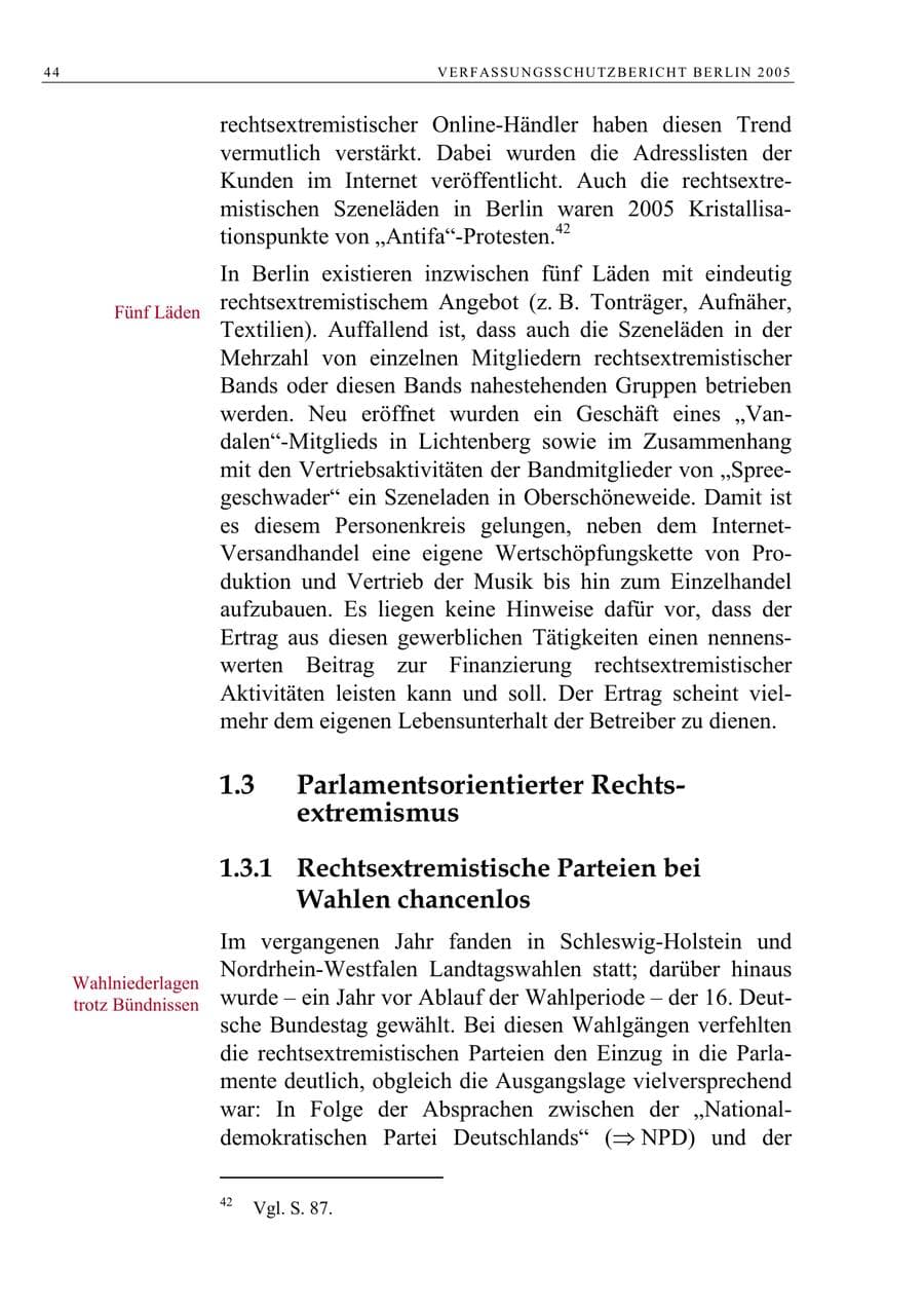 Seite 45 des Verfassungsschutzbericht 2005 Berlin