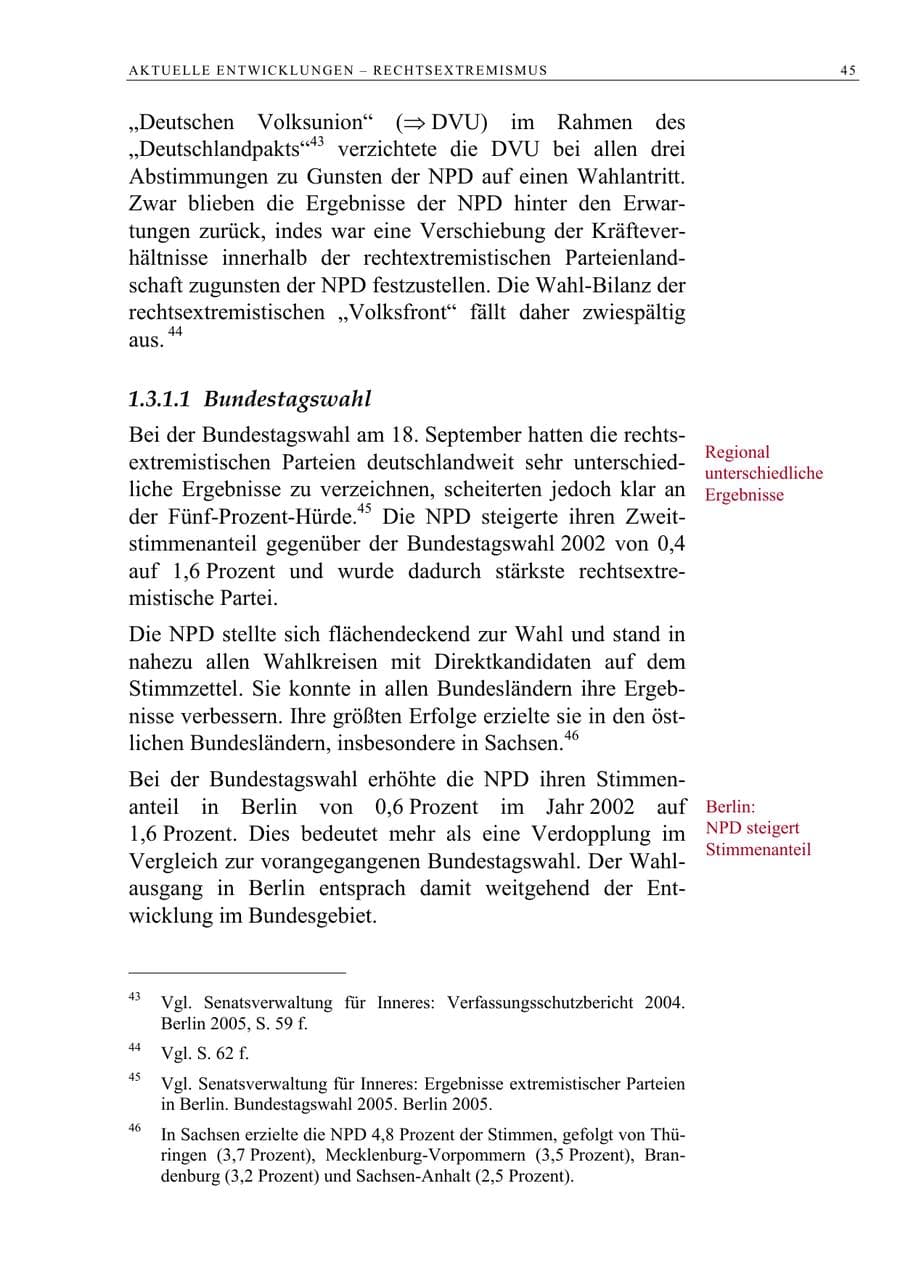 Seite 46 des Verfassungsschutzbericht 2005 Berlin